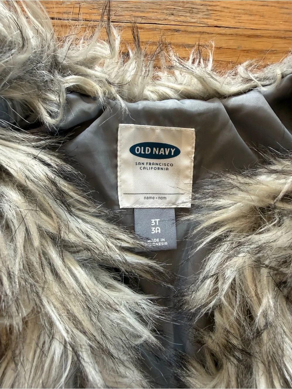 Old Navy Girls Faux Fur Vest in Gray and Cream
